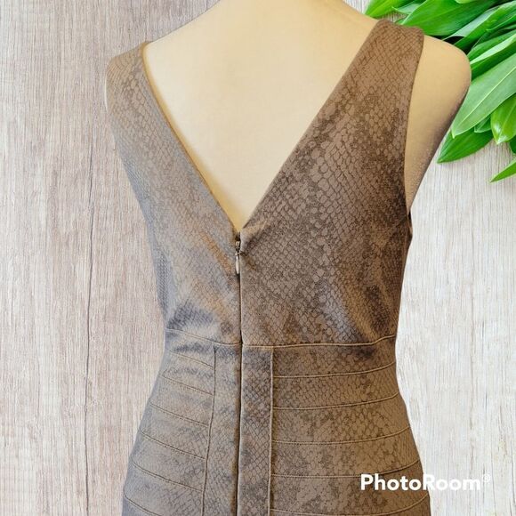 Express Snakeskin Print Bodycon Dress V Neck Sheen Size Small - Picture 3 of 7
